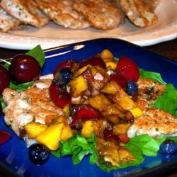 Pork Scaloppine over Greens With Summer Fruit Salsa