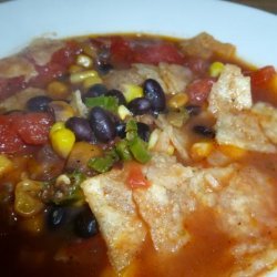 Tortilla, Black Bean, Corn and Tomato Soup