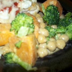 Steamed Sweet Potato, Broccoli, and Bean Salad