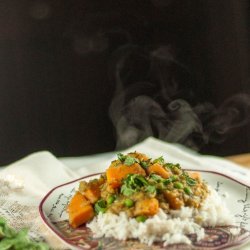 Curried Sweet Potatoes With Green Peas