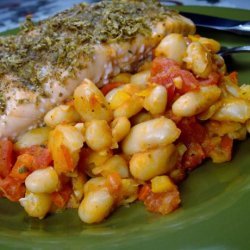 Garlicky Stewed White Beans With Mixed Peppers