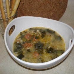 Finger Licking Leek Soup With Sausage and Barley