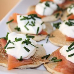 Buckwheat-Cheddar Blini With Smoked Salmon