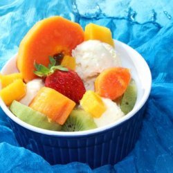 Coconut Ice Cream With Tropical Fruits