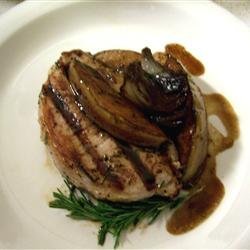 Grilled Pork Chops with Balsamic Caramelized Pears