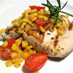 Rosemary Marlin with Roasted Corn and Tomato Relish