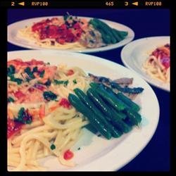 Roasted Red Pepper Salmon Pasta