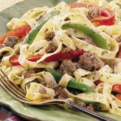 Fettuccine with Beef and Peppers