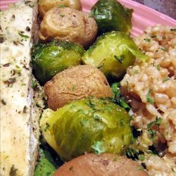 Microwave Steamed New Potatoes & Brussels Sprouts