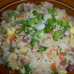 Simple Ham (Or Pork) Fried Rice W/Sesame Oil No Wok Needed