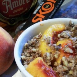 Peach Crisp With Toffee, Pecans & Amaretto