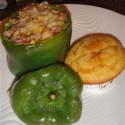 Feta and Turkey Stuffed Green Peppers