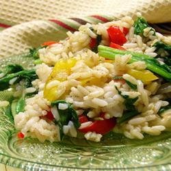 Sunny Pepper Parmesan Rice with Spinach