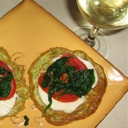 Zucchini Fritters with Fresh Mozzarella and Tomato