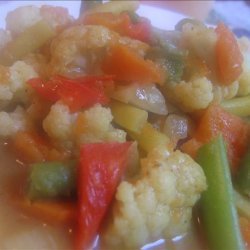 Curried Sweet Potatoes Cauliflower and Green Beans