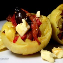 Feta-Stuffed Artichoke Bottoms