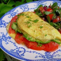 Avocado, Cheddar, and Tomato Omelet