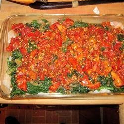 Baked Haddock with Spinach and Tomatoes