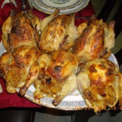 Roast Cornish Game Hens With Savory Fruit Stuffing