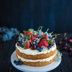 Berry Cherry Sponge Cake