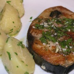 Tuna Steak With Dalmatian Lemon-Garlic Sauce
