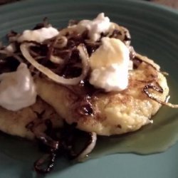 Griddled Polenta Cakes With Caramelized Onions, Goat Cheese, And