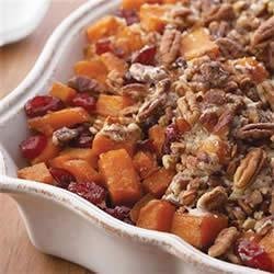 Roasted Sweet Potatoes with Cinnamon Pecan Crunch