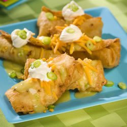 Chicken Chimichangas with Green Sauce