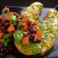 Seared Spiced Salmon Steaks With Black Bean Salsa