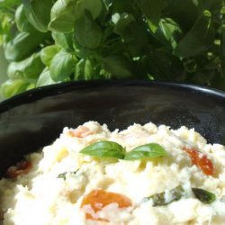 Mashed Potatoes With Mozzarella, Tomato, Basil and Pine Nuts