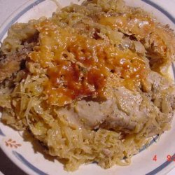 Baked Chicken Reuben in a Cast Iron Skillet