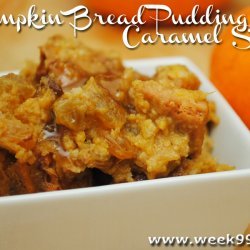 Pumpkin Bread Pudding with Caramel Sauce