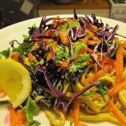 Spicy Tahini Sauce with Kale, Sea Vegetables, and Soba Noodles