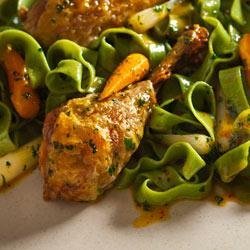 Roast Lemon-Parsley Chicken Drums and Carrots with Fettuccine