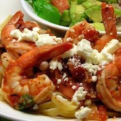 Fire Roasted Tomato and Feta Pasta with Shrimp