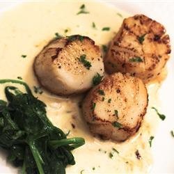 Scallops with Roasted Garlic Cream Sauce