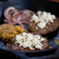 Gorgonzola-Stuffed Burgers With Cucumber-Yogurt Sauce