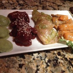 Shrimp With Ravioli and Spinach