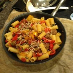 Rigatoni With Italian Sausage, Peppers, and Onions