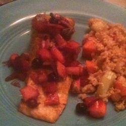 Curried Salmon with Summer Fruit Chutney