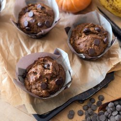 Vegan Banana Chocolate Chip Muffins With Nuts