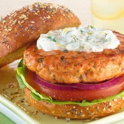 Salmon Burgers With Dill Cream Cheese Topping