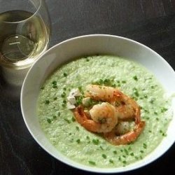 Chilled Cucumber Soup With Shrimp and Goat Cheese