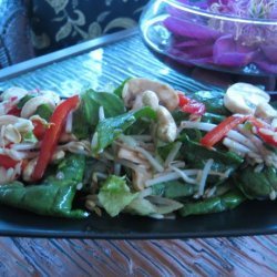 Spinach Salad With Cashews & Bean Sprouts