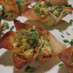 Mango-Curry Shrimp Salad in Wonton Cups