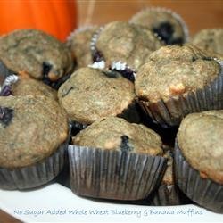 No-Sugar-Added Blueberry and Banana Wheat Muffins