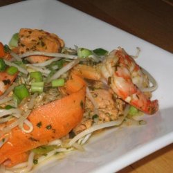 Prawn and Salmon Stir Fry With Lemon Grass and Mint