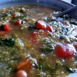 Pink Bean, Quinoa, and Spinach Soup