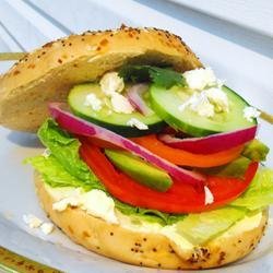 Fresh Veggie Bagel Sandwich