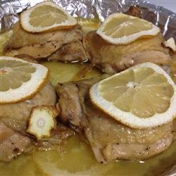 Baked Lemon Chicken Thighs with Mushroom Sauce